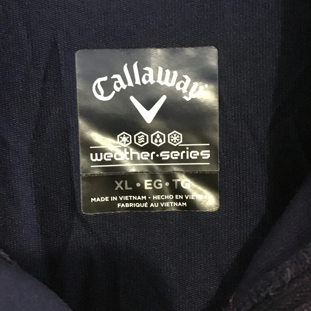 Callaway Weather Series Mens XL Navy Blue Orange Stripe Quarter Zip Pullover
